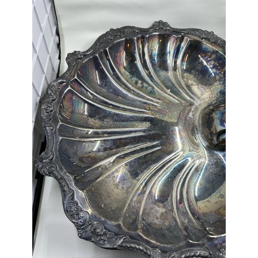 Poole Silver Plate Old English Shell Centerpiece Bowl EPC Nautilus 5013